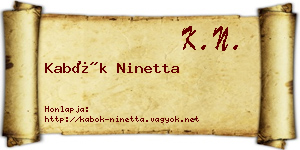 Kabók Ninetta névjegykártya